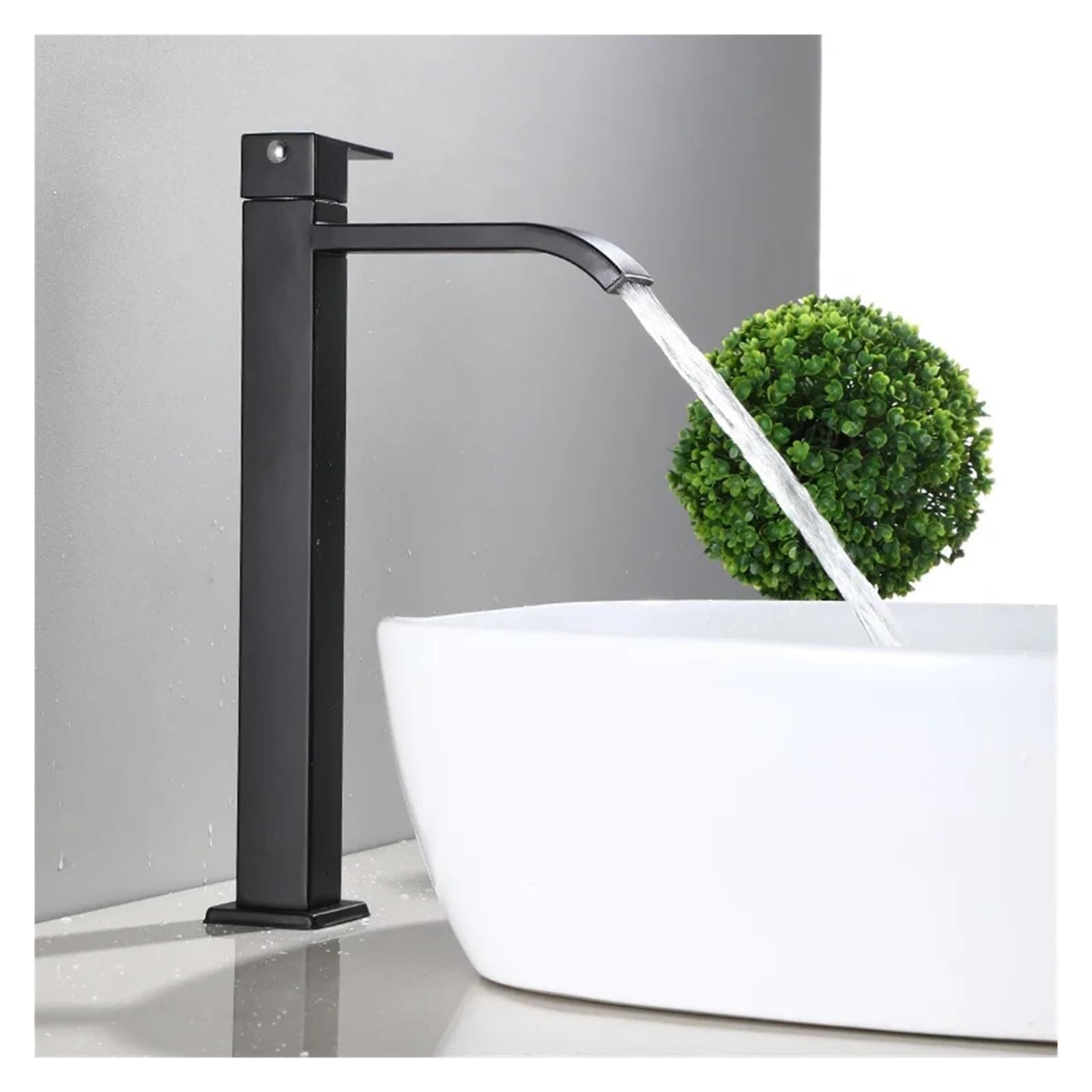 Basin Tap Basin Faucet Single Cold Bathroom Black Mixer Sink Tall 304 Stainless Steel Tap(A)
