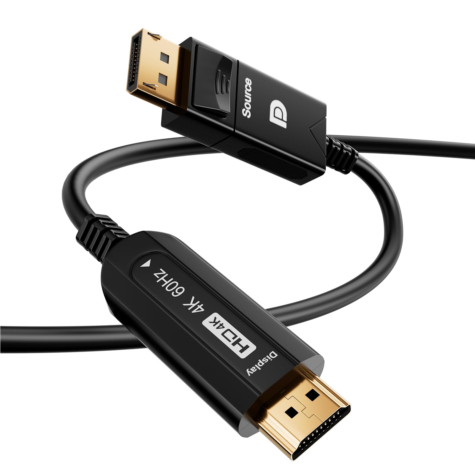 DisplayPort to HDMI Fiber Optic Cave, Active DP to HDMI Video Cord 4K@60H Uni-Directional, Supporto HDTV HDCP Self-detecting function for EDID information (A0107-10Meter)