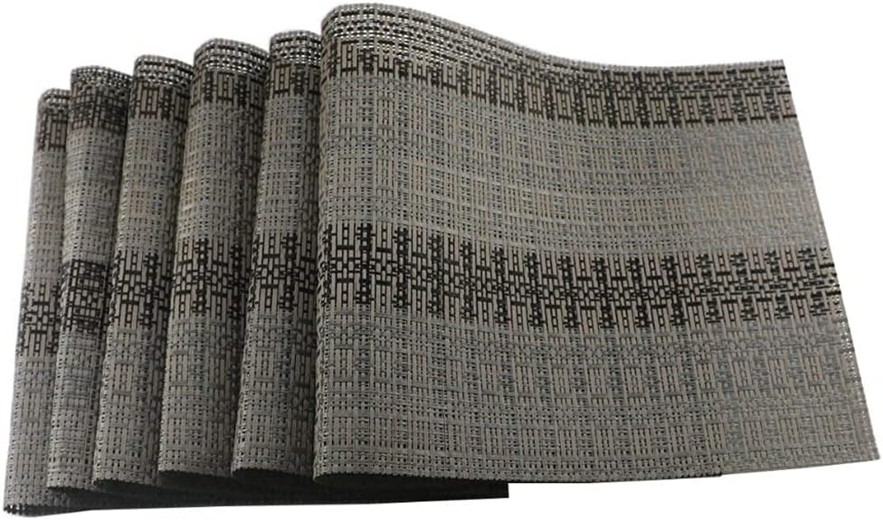4 Pieces/Set PVC Plastic Placemats for Anti-hot Insulation Dining Table Runner Linens Place Mat Kitchen Cup Wine Mat (Color : Gray)