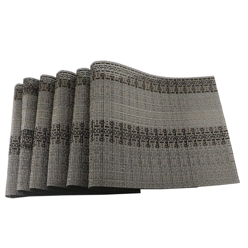 4 Piezas/Juego Manteles Individuales de plástico PVC para Aislamiento Anti-Caliente Camino de Mesa de Comedor Ropa de Cama Mantel Individual Copa de Cocina Estera de Vino (Color : Gray) HGCHH