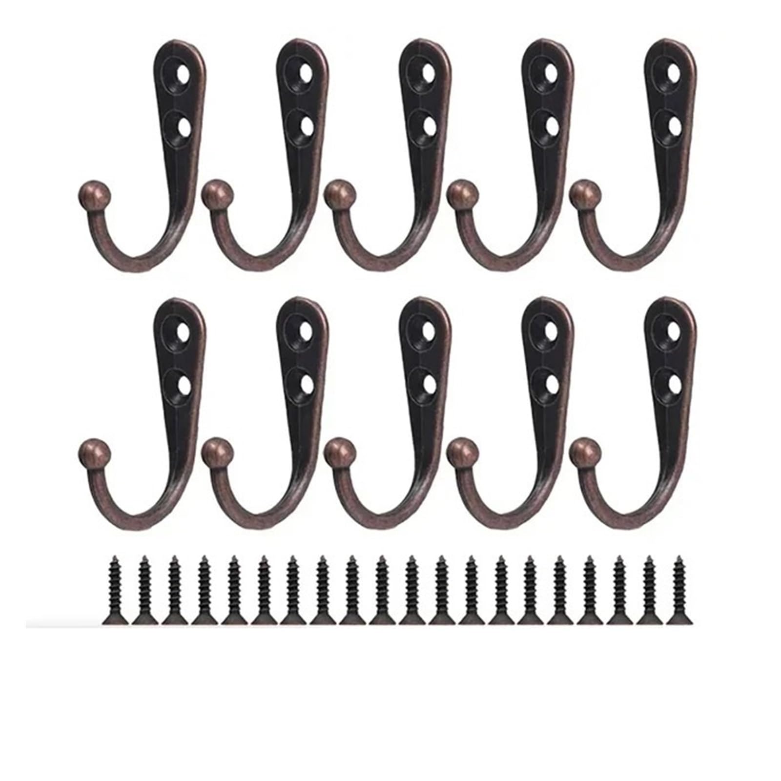 LUYSGBXR Hooks Alloy Hooks with Screws Wall Mounted Coat Hanging Hook Kitchen Bathroom Organizer Clothes Keys Storage Metal Rack Holder(Red Bronze,1Set)