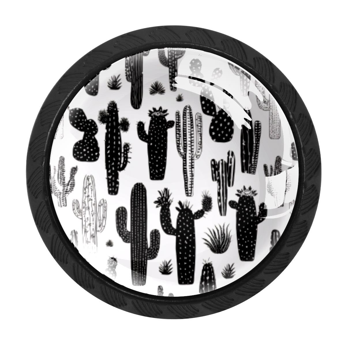 Heoeh Multi 7 4 Pcs Cabinet Knobs, Black White Cactus Drawer Knobs Dresser Handles