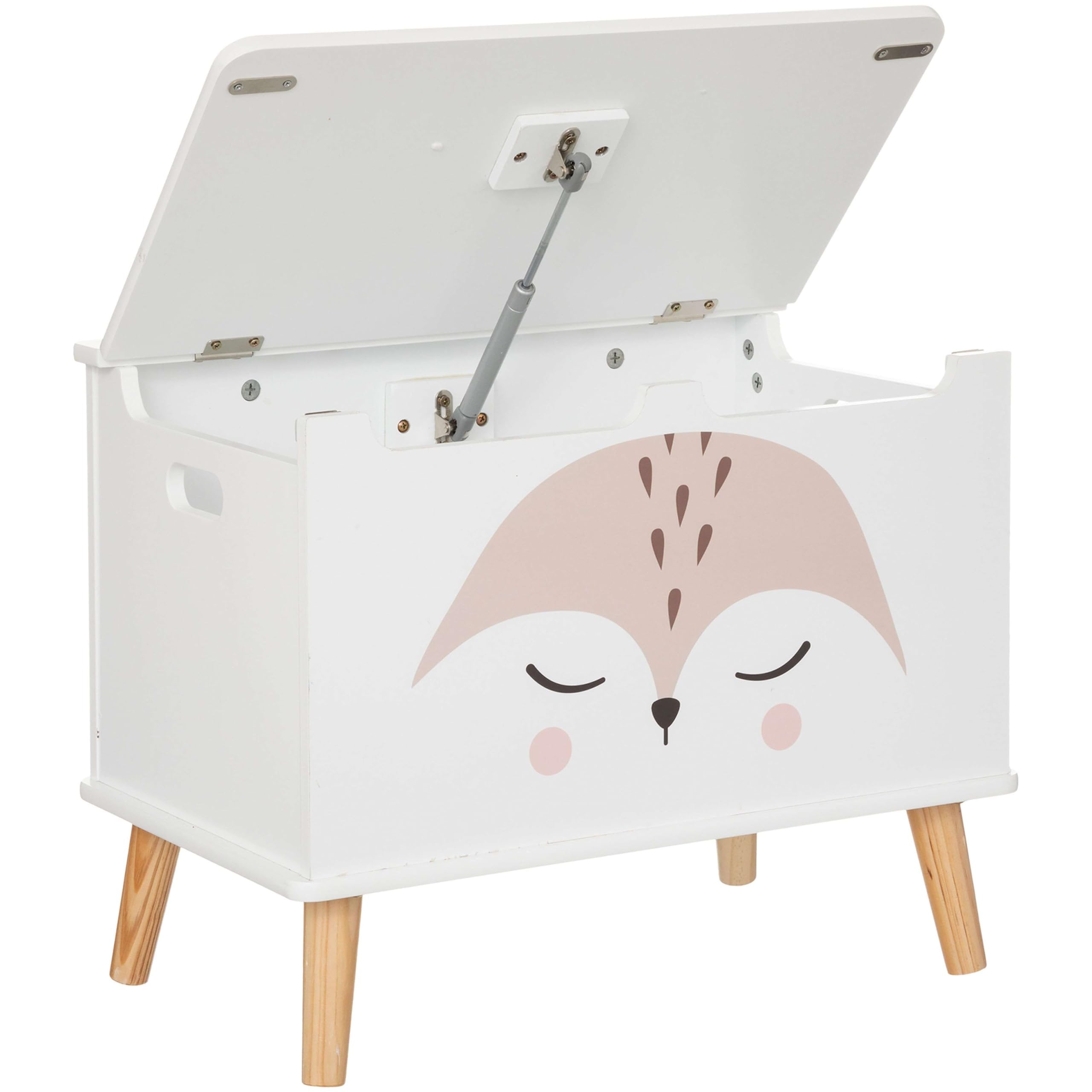 Miroytengo Baúl Infantil Fox Douceur con Almacenamiento Abierto Color Blanco y Roble 53 cm