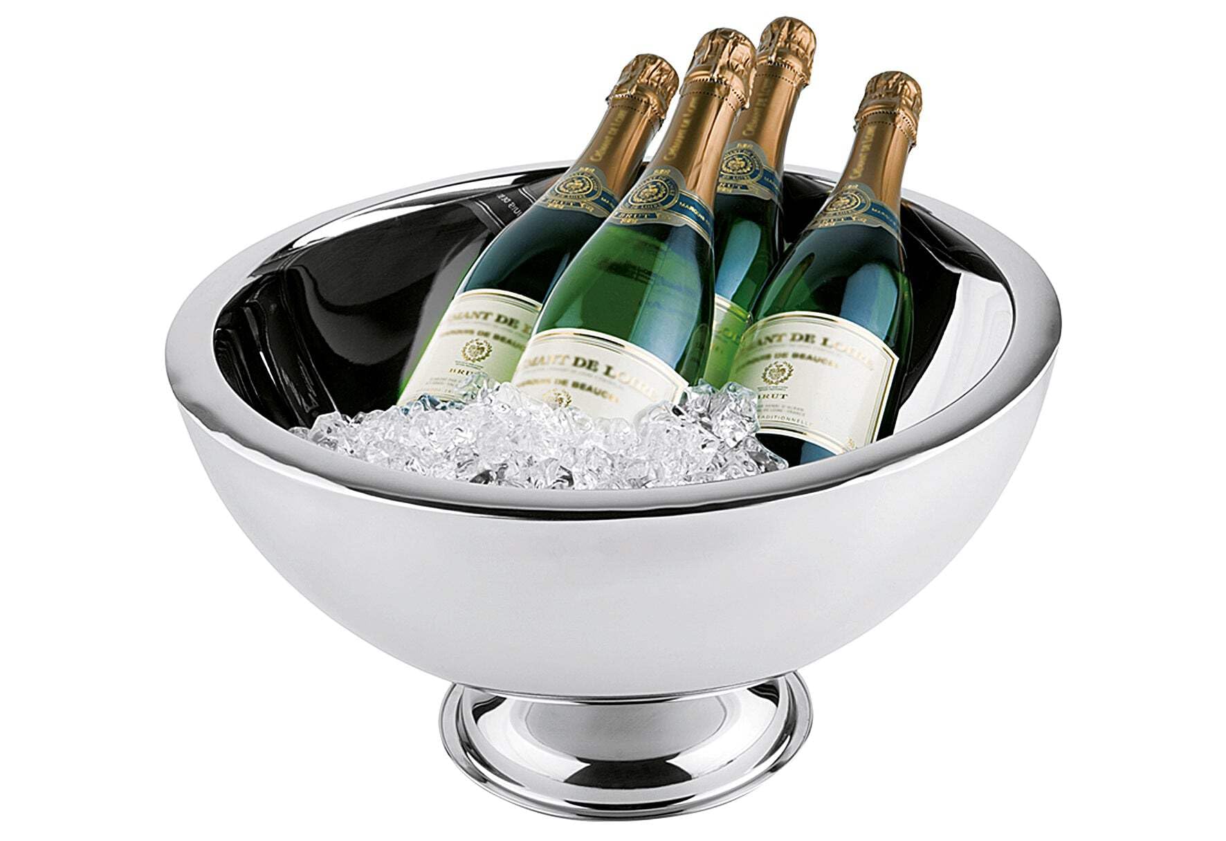 APS Champagnerkühler/Sektkühler, doppelwandiger Flaschenkühler aus Edelstahl, 43,5 x 43,5 cm, Höhe 25 cm, Volumen 10,5 Liter