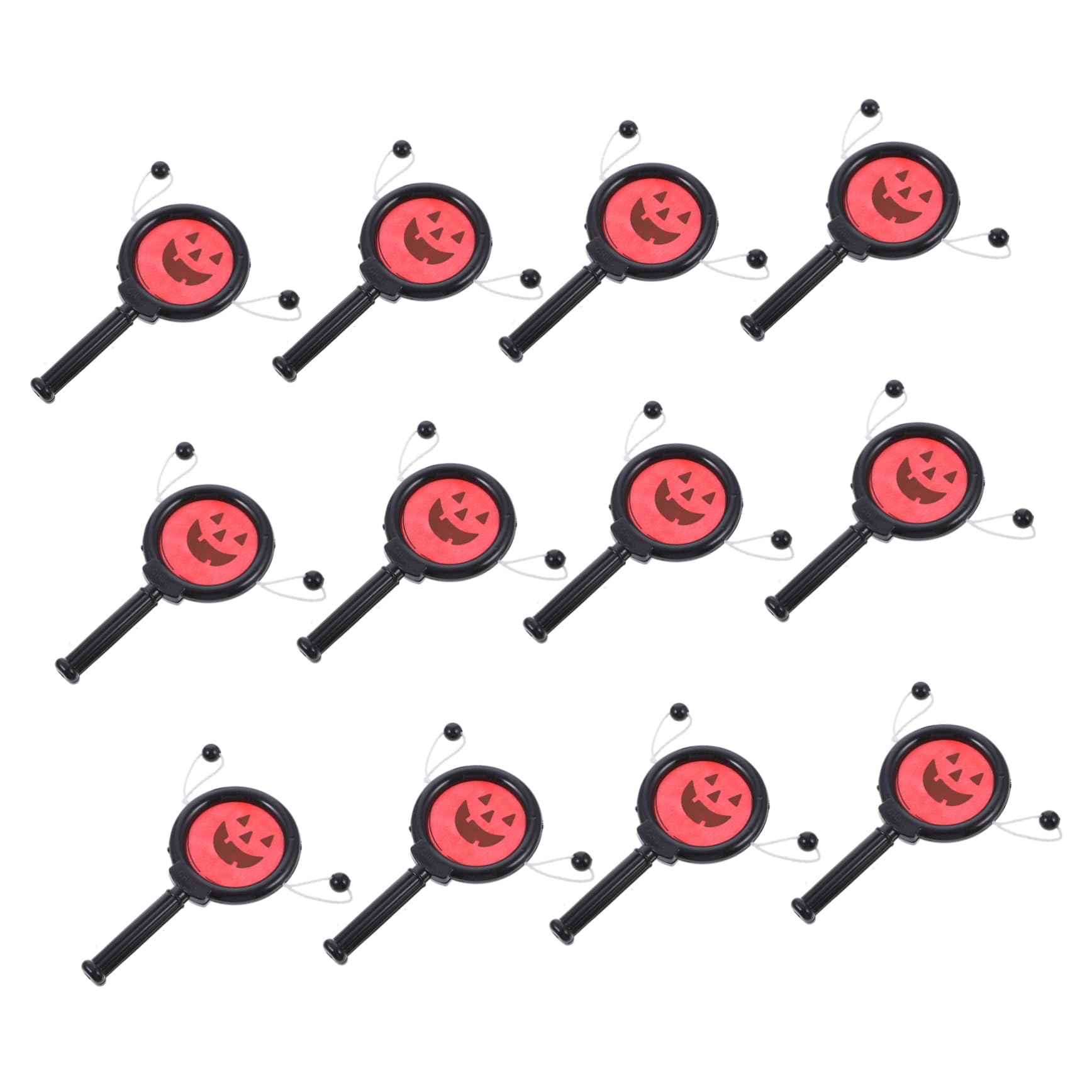 Abaodam 12pcs Halloween Pumpkin Rattle Drum Hand Bell for Engaging Sound to Enhance Coordination and Listening Skills Random Color