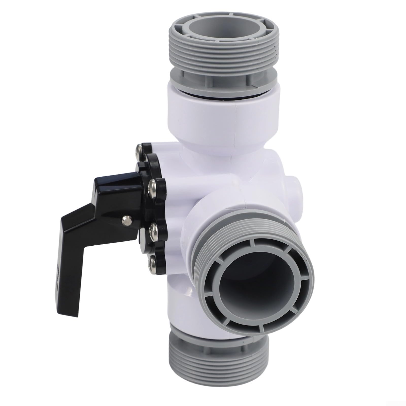 4517 Vanne d'obturation 3 voies 3,8 cm pour piscine hors sol pompe à sable avec ports filetés femelle et gauche mâle en ABS blanc pièce de rechange pour spa