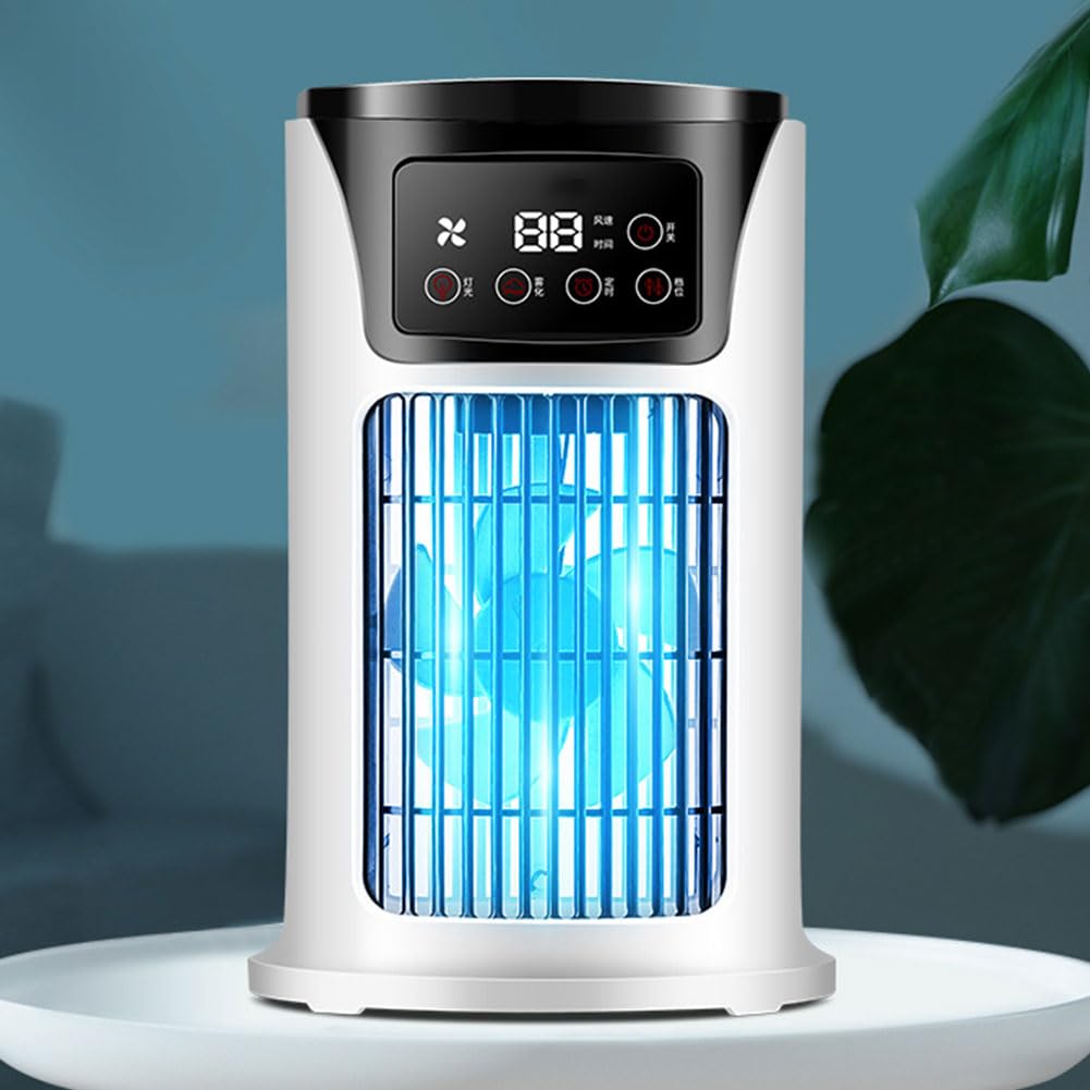 USB Mini Tischventilator mit 6 Geschwindigkeiten 300ml Wasserkühlung Sprühluftbefeuchter kleine mobile Klimaanlage Luftkühler für Zuhause Schlafzimmer Büro Studentenwohnheim Schwarz