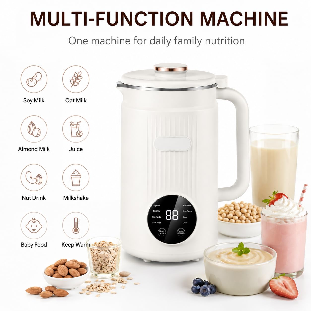 Macchina per il latte di noci, 1200 ml, automatica, senza bollitura