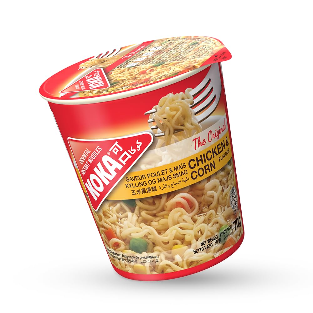 Koka Original Chicken & Corn Flavour Oriental Style Instant Noodles 12 Cups of 70 g