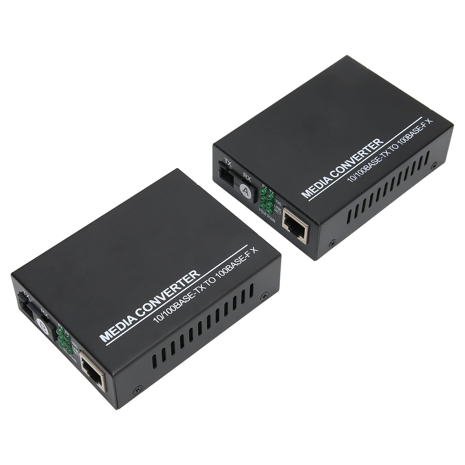 Annadue Convertisseur de Média Fibre Ethernet, RJ45 vers 100Base FX, Émetteur-Récepteur SC Monomode Intégré, 10/100M, Jusqu'à 25 Km