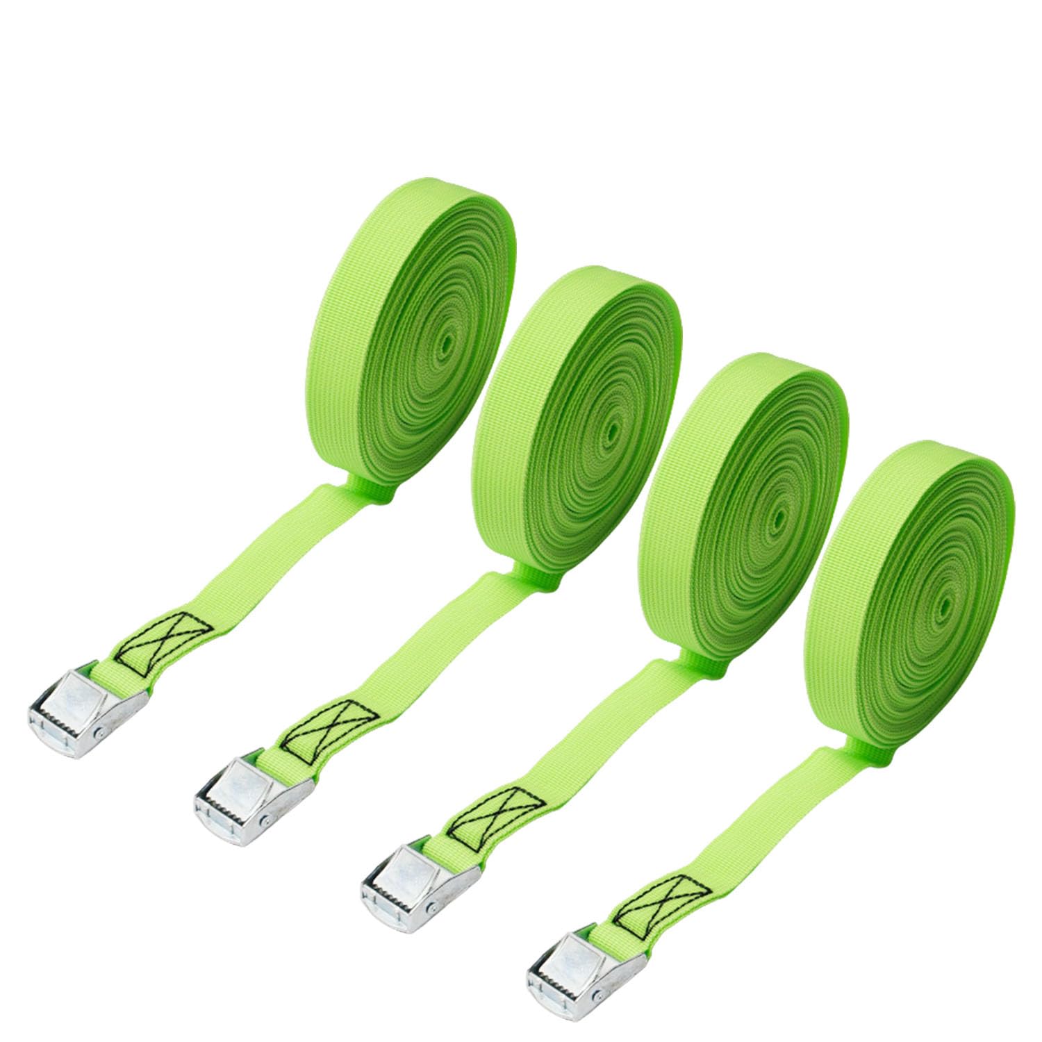 MroMax Zestaw 4 pasów mocujących 2,5 cm x 10,1 m z klamrą blokującą krzywkę do 51 kg, zielony