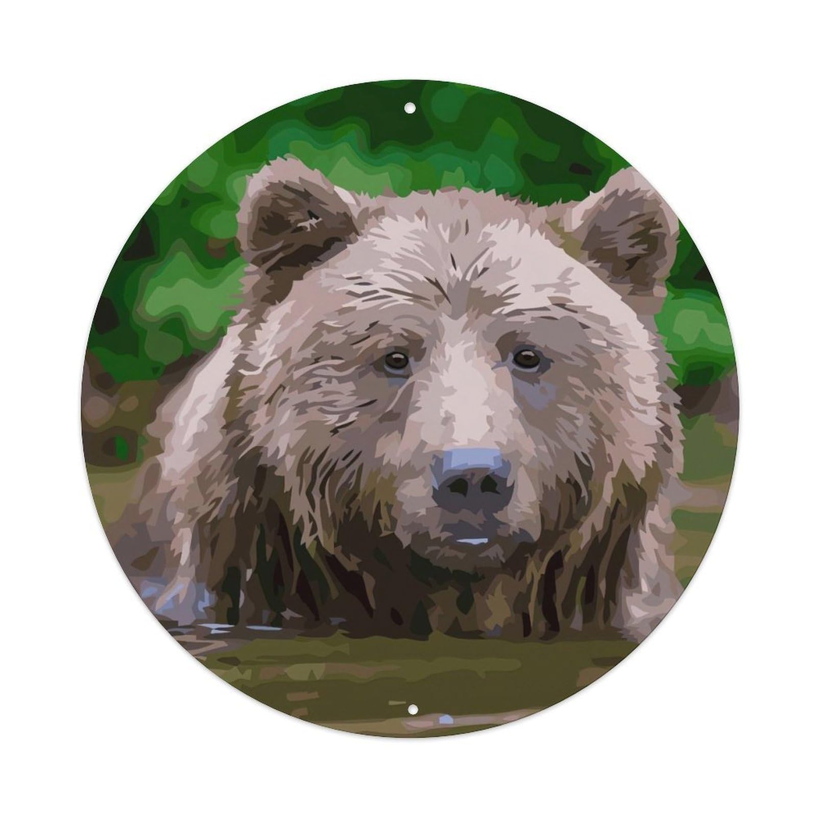 Animal Artwork Grizzly Bear Vintage Metal Tin Sign Plaque Wall Decor for Cafe, Club Bar, Office, Garden Metal Poster 8x8Inch