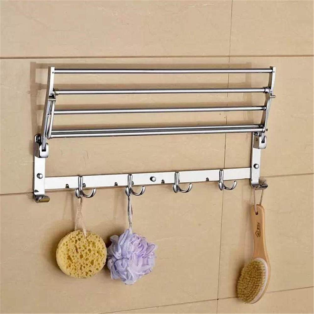 Toalleros Cromado Montado en la Pared Toallero para baño Barra de Cocina, Toallero de Acero Inoxidable 90 Toallero Doble Plegable Estante de Ducha