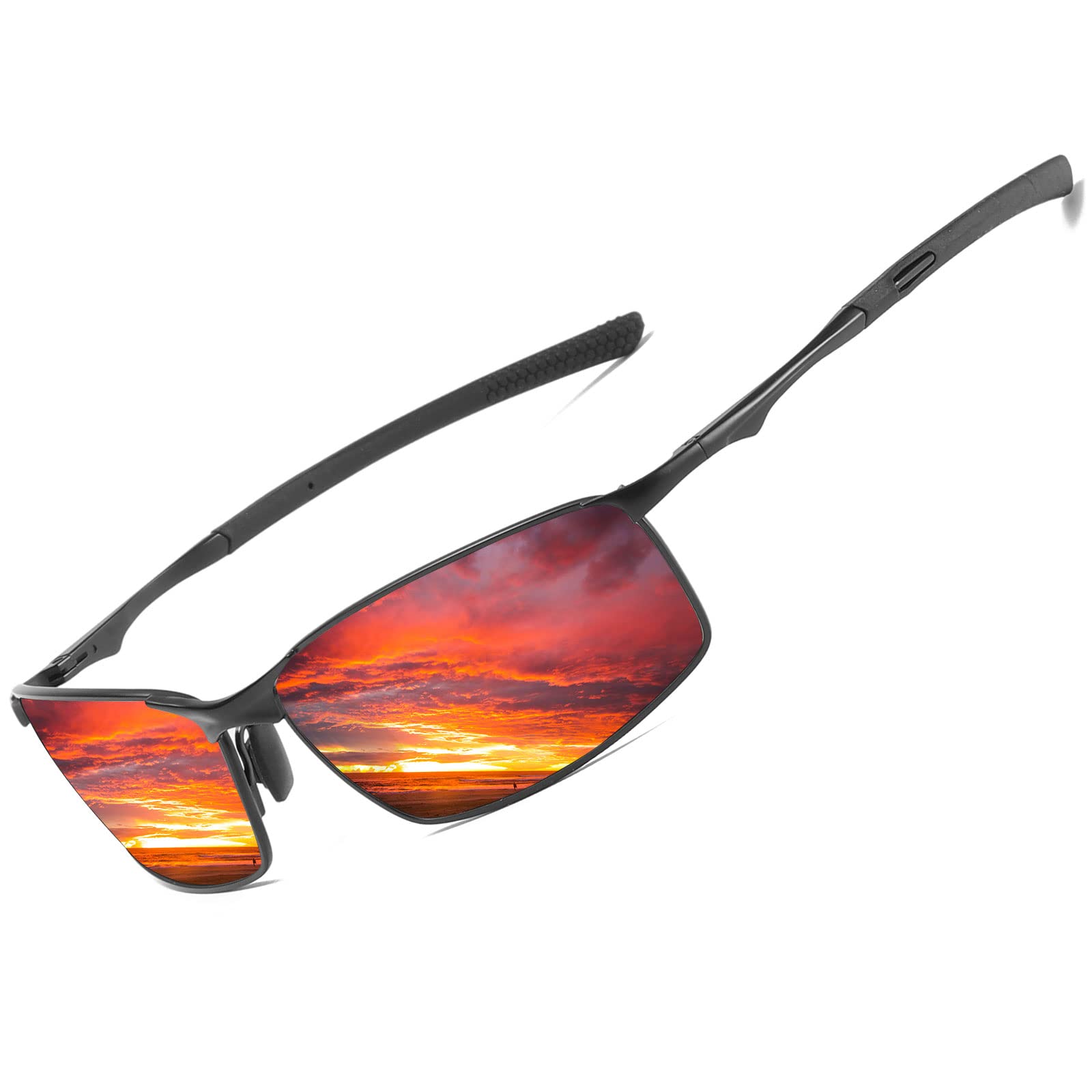 Occhiali da Sole da Uomo Donna Polarizzati Metallo Telaio Rettangolari Ultra Leggeri antiriflesso Protezione UV Moda Occhiali da Sole Cat 3 CE