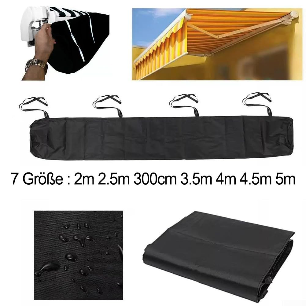 Outdoor Terrasse Markisenabdeckung, wasserdichte Schutzhülle für Markisen, 210D Oxford Tuch Schutzhülle, für Garten, Terrasse, Terrasse, Balkon(5m)