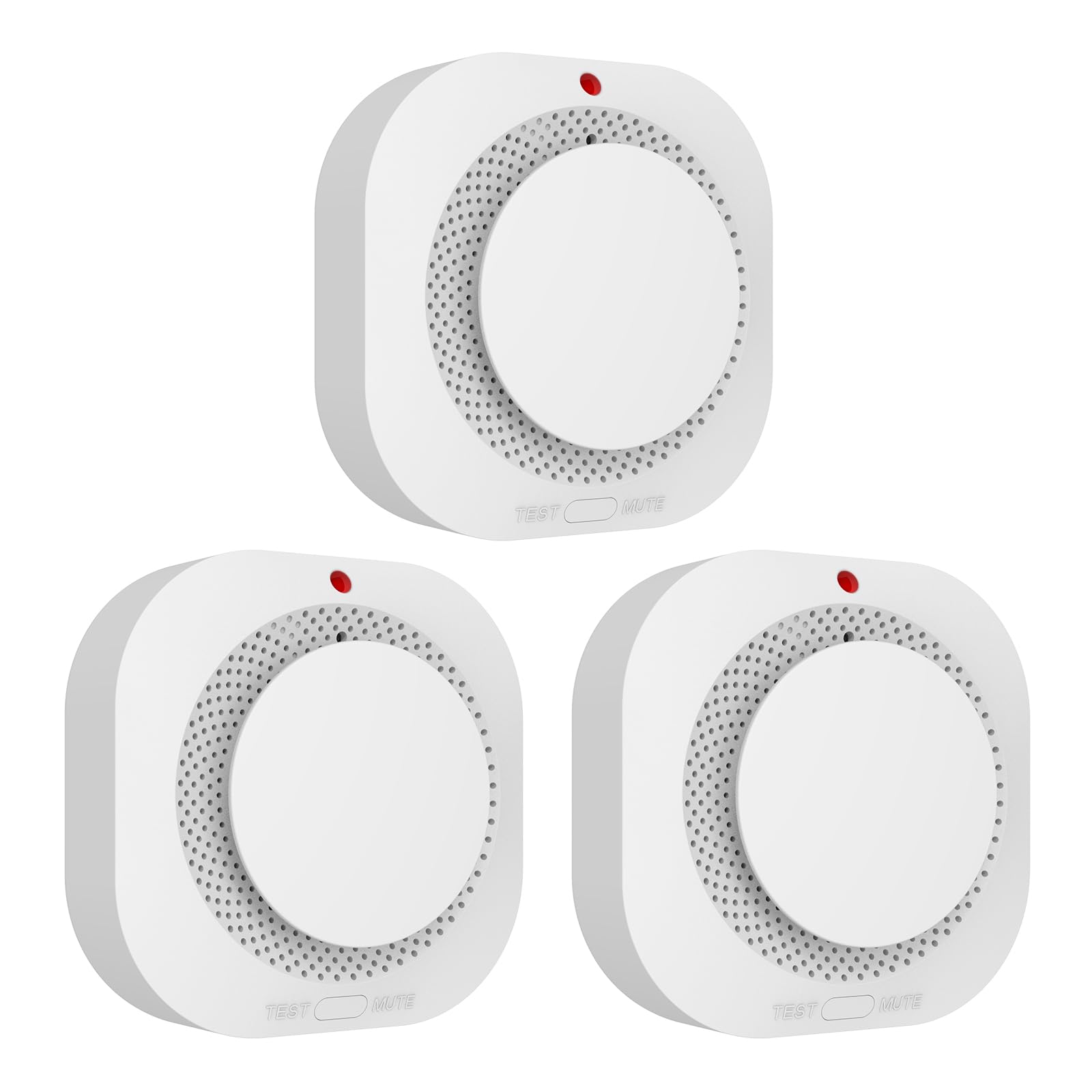 Hapippofa Smoke Alarm for Home, Fire Alarm Replaceable Battery Operated with LED Indicator & Silence Button, Smoke Detector 10-Year Sensor life, Conforms to EN 14604 Standard,3 PACK