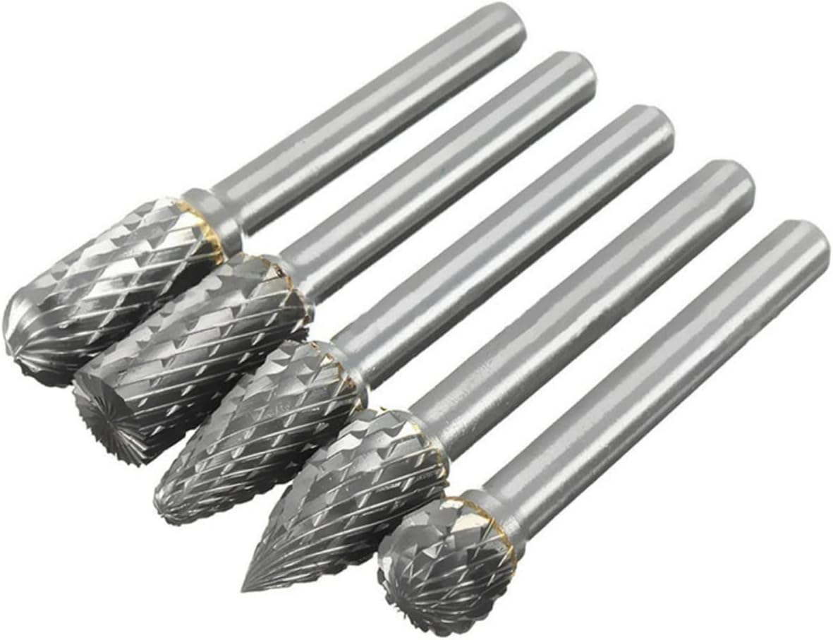 8Pcs Tungsten Steel Rotary Burr Double Groove Metal Cutting Burr Bits for Engraving Woodworking Grinding Drilling Deburring Metal Stone Plastic Fiberglass Attachments
