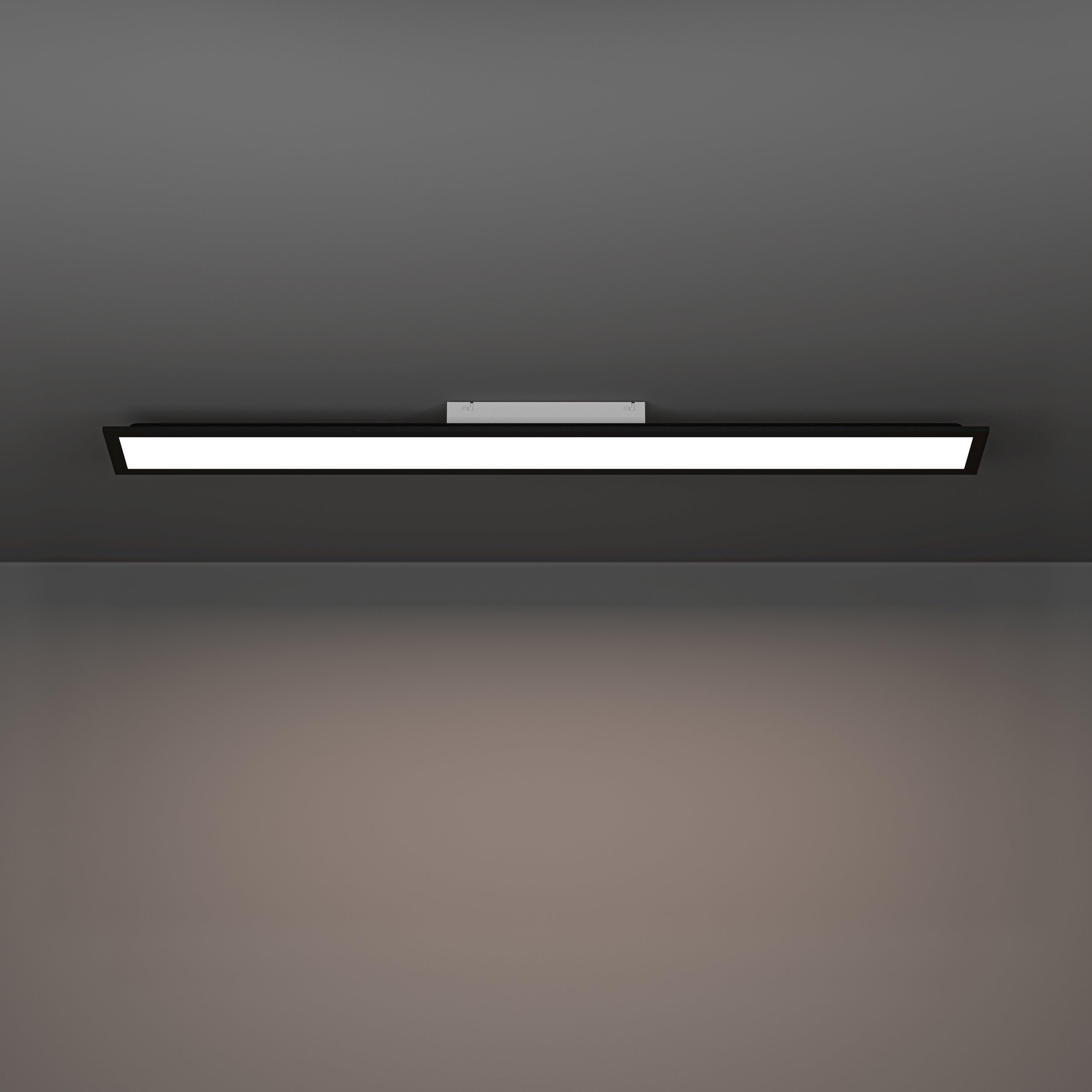 Eglo Plafonnier LED Moradillo, lampe de plafond avec dip switch, panneau | plat en métal et plastique noir et blanc, éclairage blanc chaud, blanc neutre, blanc froid, luminaire 15 x 120 cm
