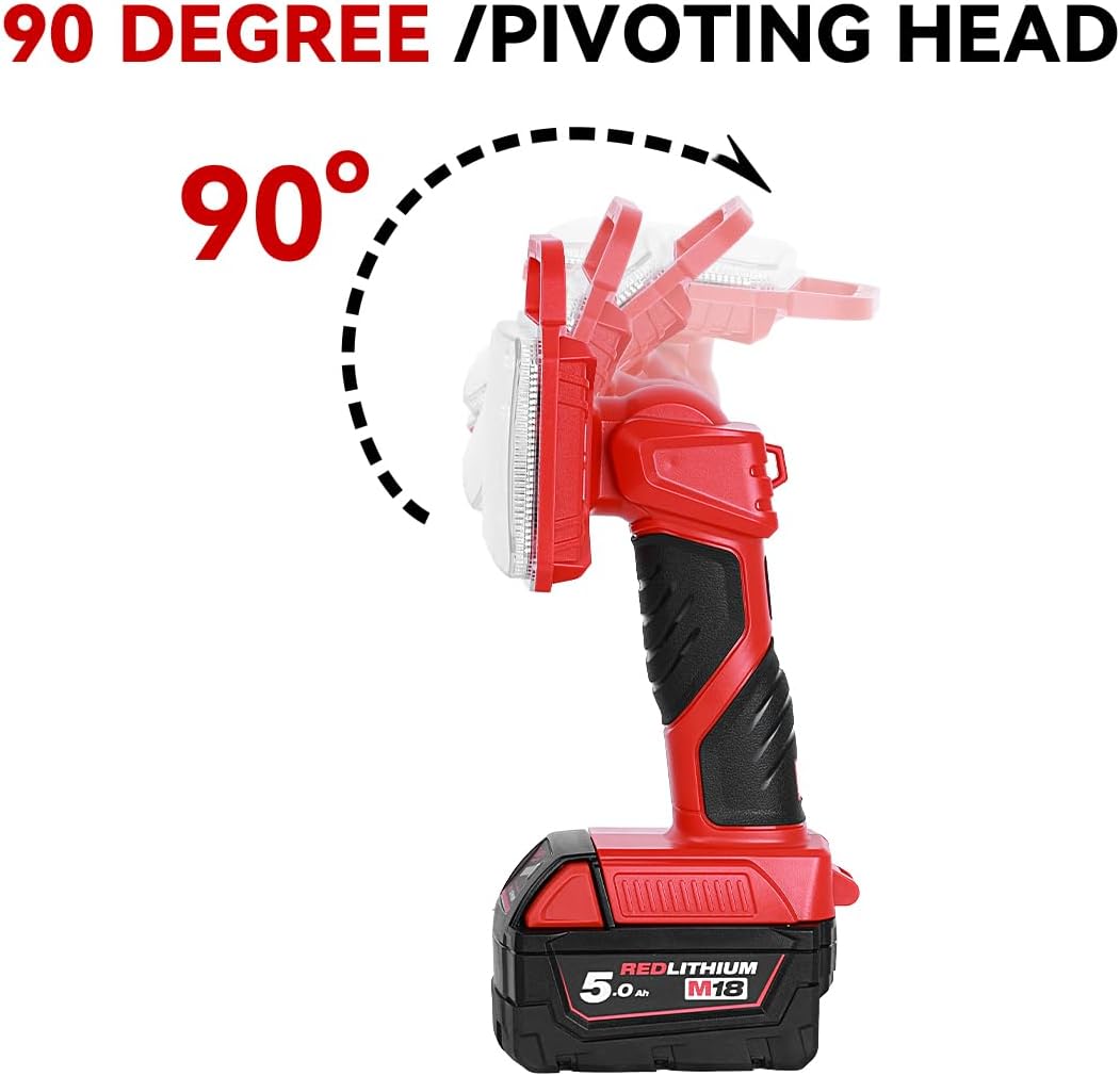 18W Cordless 2000LM LED Flashlight for Milwaukee M18 18V Li-Ion Battery, Work Light with USB Charging Port for Camping, Hiking, Job Site, Indoor & Outdoor Use