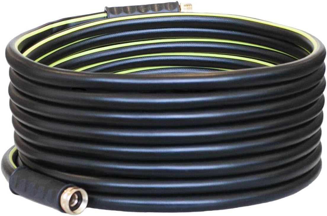 Junredy Garden Hose 25ft Water Hose, Heavy Duty Flexible Lightweight Hose, 3/4" Solid Brass Fittings (Black)