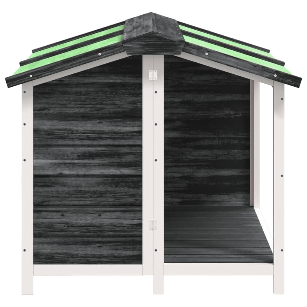 Caseta para perros gris de madera maciza de pino 96 x 87 x 80,5 cm con techo impermeable, gran entrada para jardín, protección y seguridad ideal para perros, cachorros y mascotas