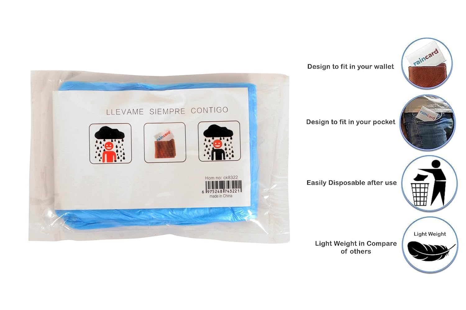 Rain Coat 8 pcs Unisex Disposable Rain Card for Emergency Use Waterproof with Smallest Pocket Size| Easy to Carry & and Reusable 2 3 time wear Thin Plastic Multi Color Free Size (Pack Of 8) - Image 5 thumbnail