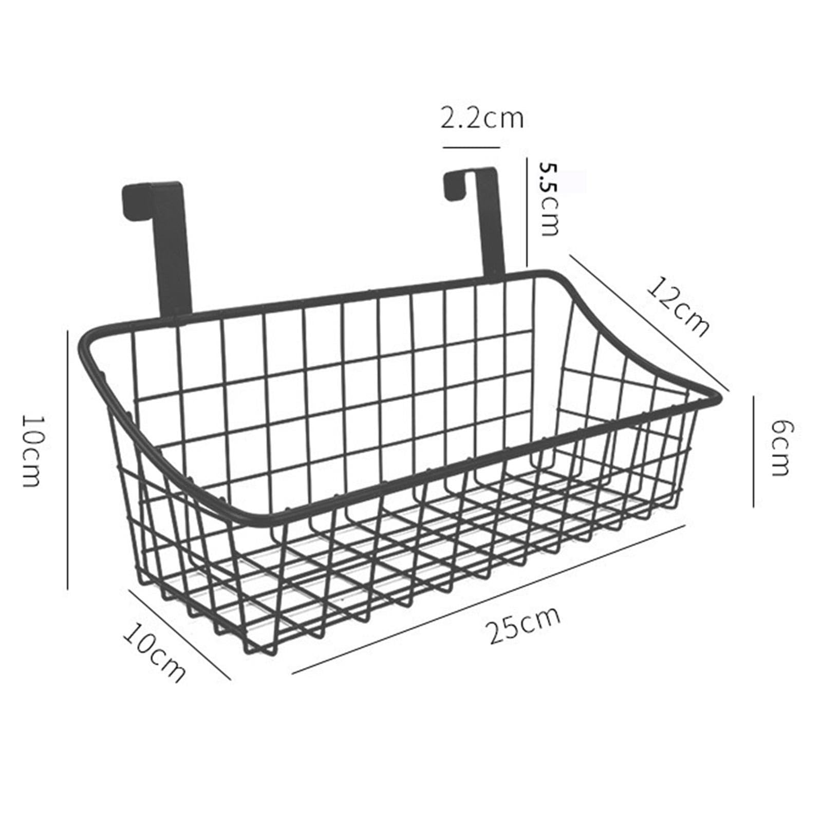 Cesta de pared colgante de alambre de metal – Recipiente multiusos para dormitorio y hogar y funcional, 10 x 10 x 25 cm, ahorro de espacio