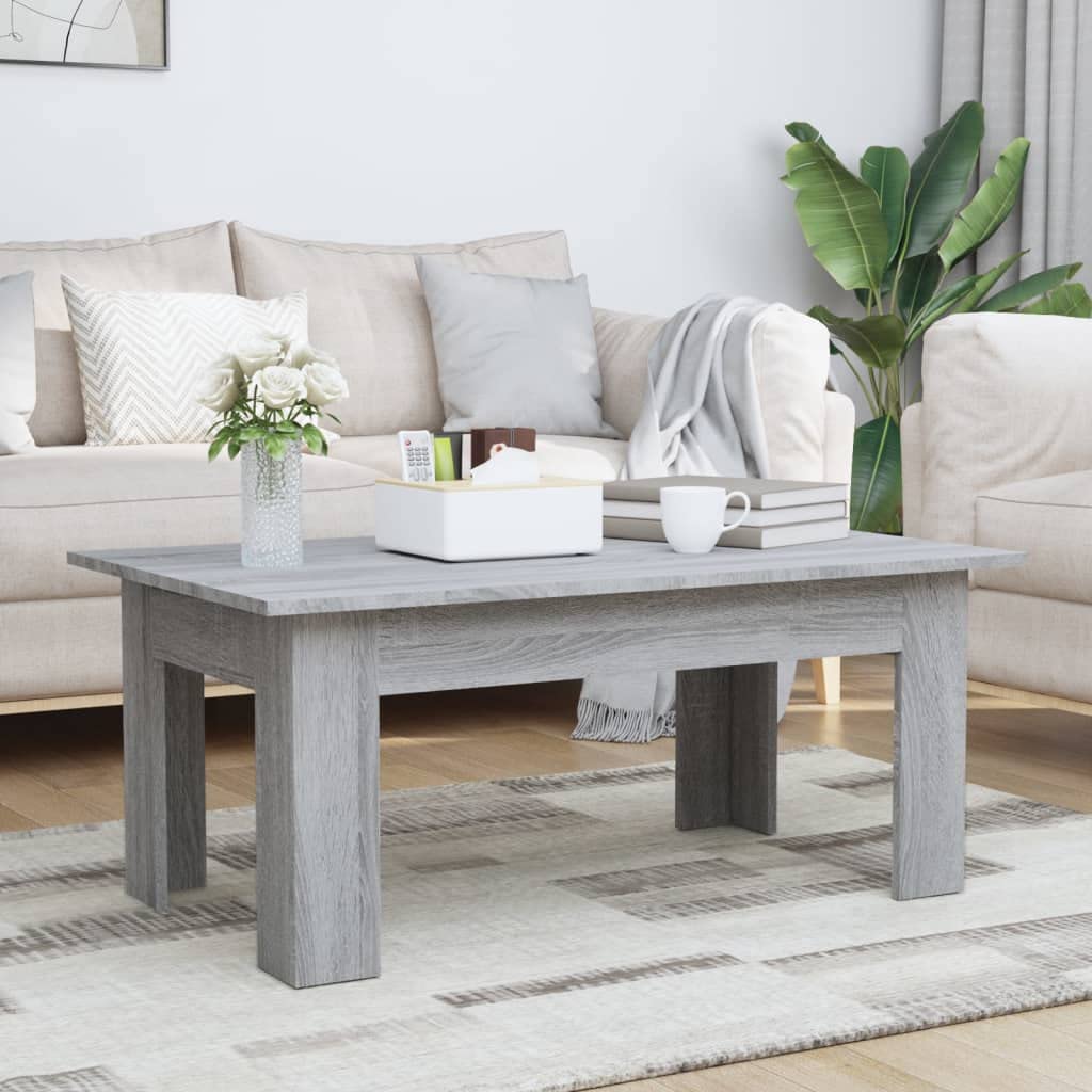 Homgoday Table basse grise Sonoma 100 x 60 x 42 cm en bois d'ingénierie, table d'appoint pour salon, salle de réception d'invités, chambre à coucher et mobilier de bureau