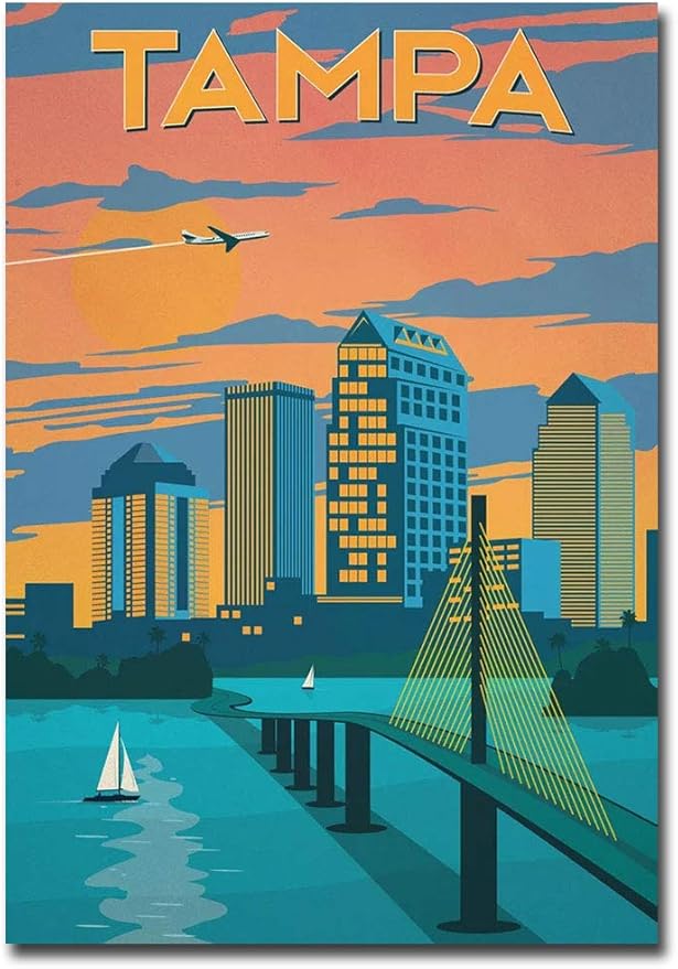 Tampa Travel Vintage Art Refrigerator Size 2.5" x 3.