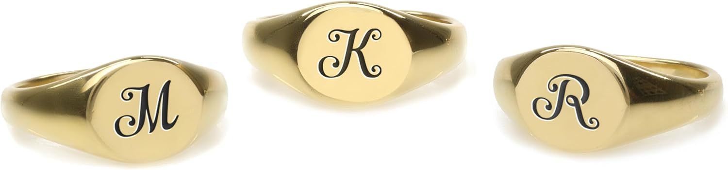 Vintage Letter Signet Ring - 14k Gold Personalized Jewelry - Cute Women’s Ring - Gift For Her - Image 6