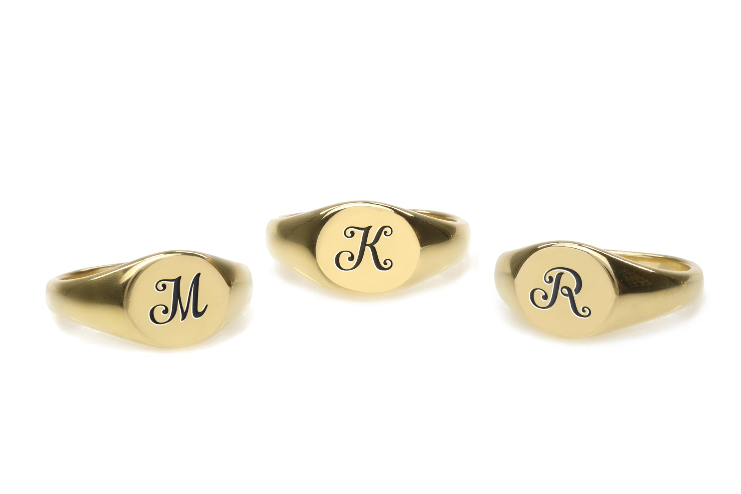 Vintage Letter Signet Ring - 14k Gold Personalized Jewelry - Cute Womens Ring - Gift For Her product thumbnail 7