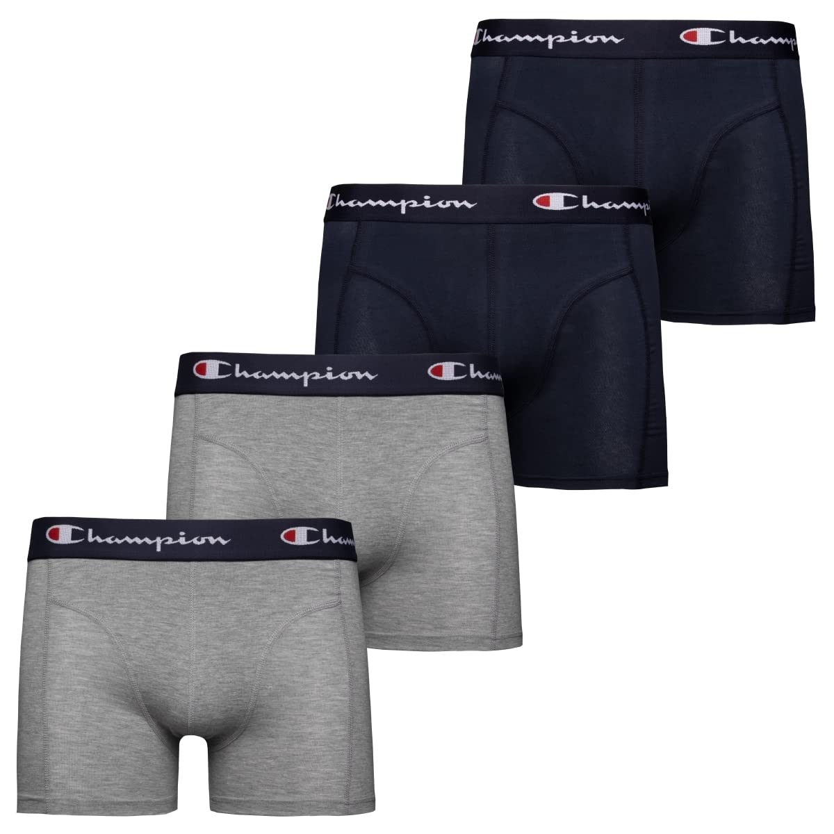 Champion Men's Core x4 Boxer Briefs, Blu Marino & Grigio Melange Chiaro, XL