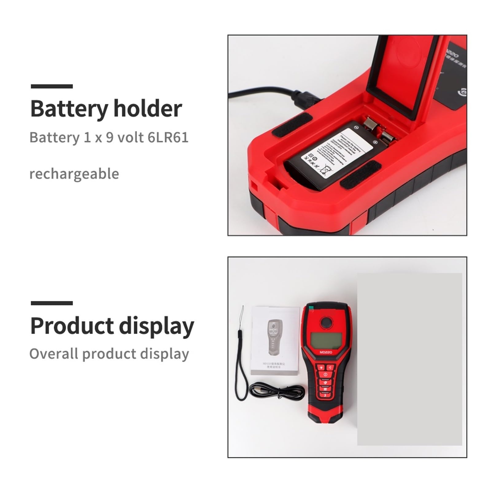 Kit de Prueba de Oro, Escáner de Pared 4 en 1, Detector Vigas, Metales, Madera, tuberías, Cables CA con Corriente, escáner, Herramienta posicionamiento y centrado