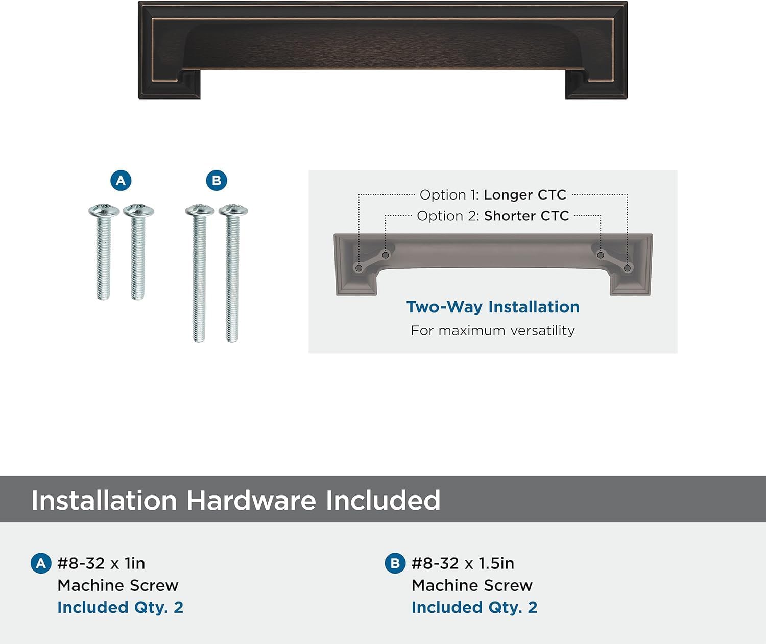 Amerock | Cabinet Cup Pull | Oil Rubbed Bronze | 5-1/16 inch & 6-5/16 inch (128 mm & 160 mm) Center-to-Center | Appoint | 1 Pack | Drawer Pull | Cabinet Handle | Cabinet Hardware