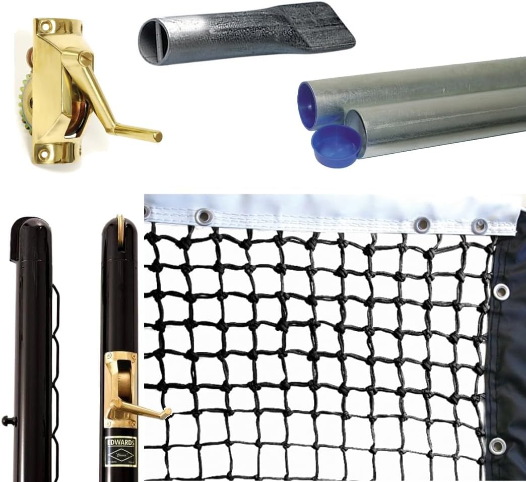 Courtmaster 3mm Pro Tour Tennis Net, Tidy-Fit Tapered - Optional Seasonal Court Maintenance Kit
