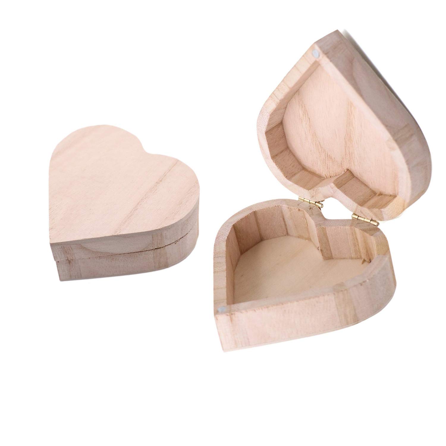 MIAO YUAN 2PCS Unfinished Heart Shape Unpainted DIY Storage Box Wood Craft Box Organizer for Jewelry Box Gift Box Artist Tool