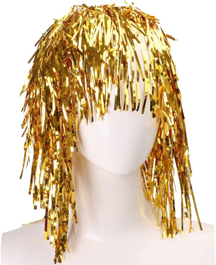 Garneck 6 Pcs Foil Tinsel Wigs Fancy Dress Shiny Wig Metallic Costume Cosplay Wig for Fancy Dress Shiny Party Costume Cosplay Photo Props - Image 5