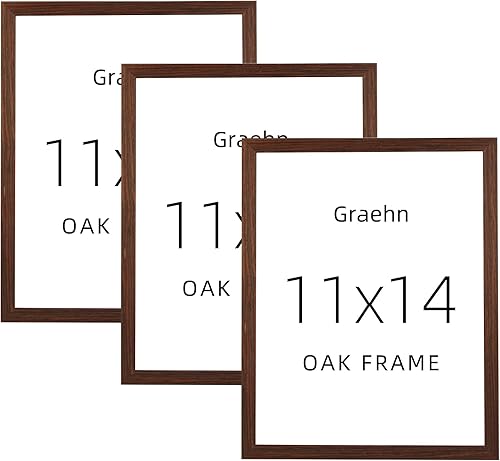 Portarretratos de 11 x 14 pulgadas para pared y mesa, juego de 2, marco de fotos de madera natural de roble con paspartú para fotos de 5 x 78 x 10
