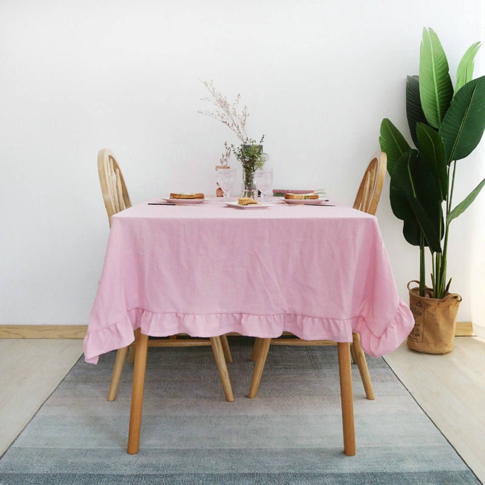 Wachstücher Tischdecke Tischtuchhalter Für Dicke Tischplatten Schlichtheit In Reiner Farbe Tischdeckenklammern Draußen Tischtuch Japan Rosa Tischschutz Dekoration 100X140Cm