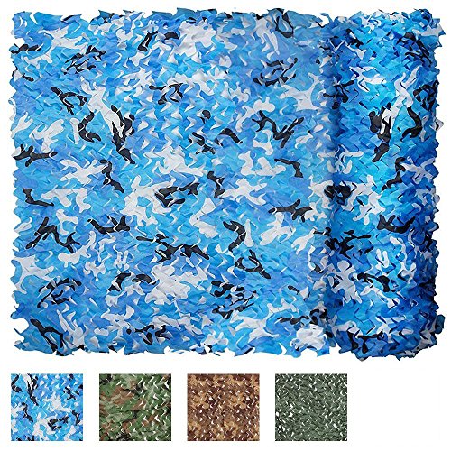 XYLUCKY Woodland Camouflage Net Militaire Camo Netting Chasse Camping Tir Blind Masquer Armée Parasol Filets Parti Décoration,Aquablue,3×3M Cover