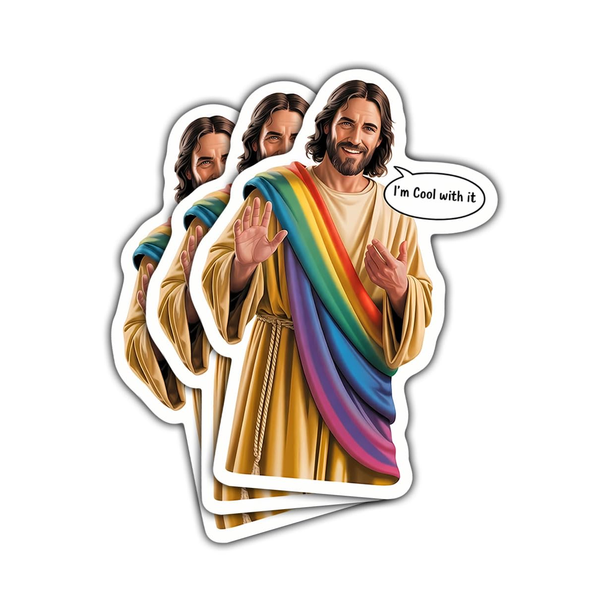 Stickers Jésus colorés pour ordinateur portable - Décoration chrétienne et humoristique