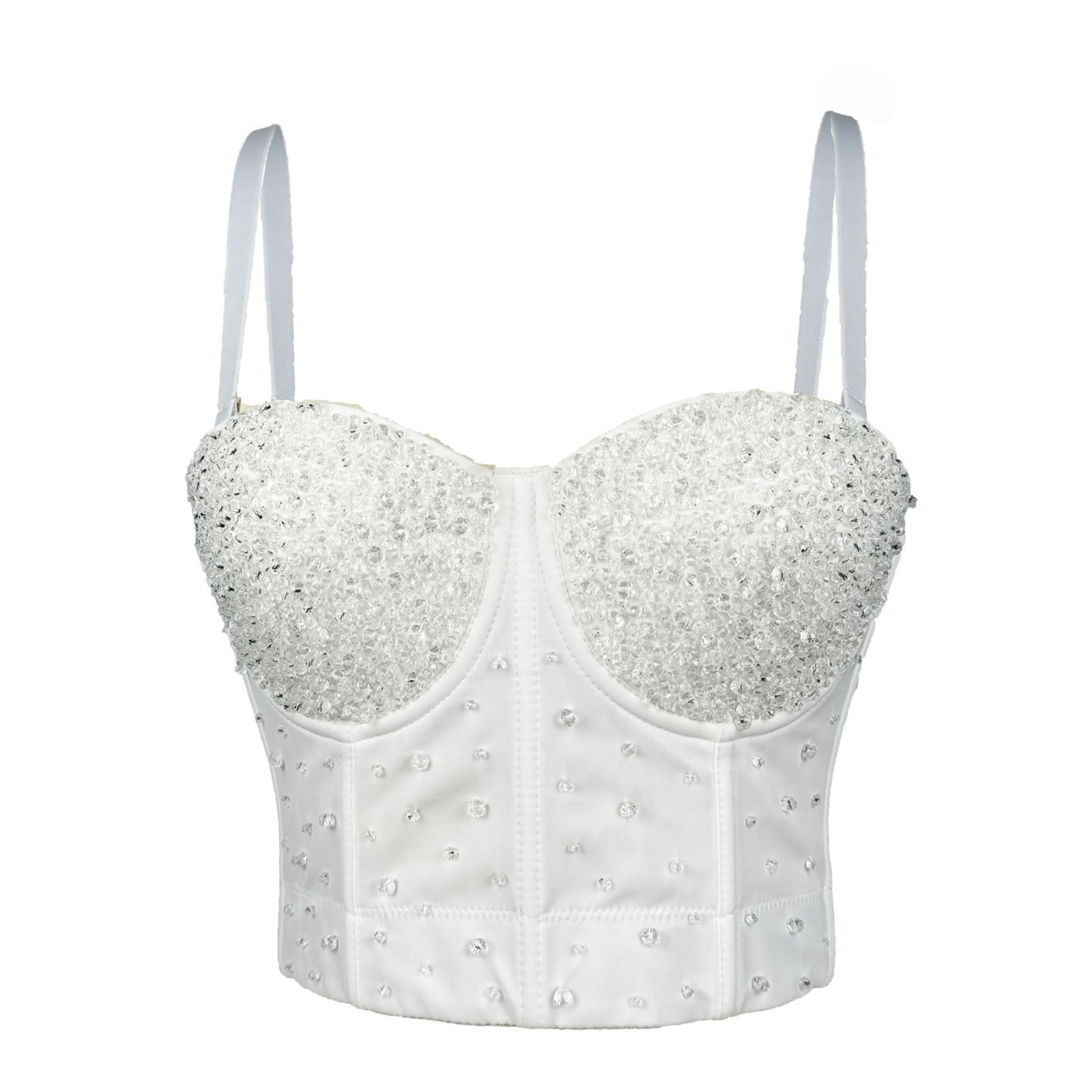 Top Corto Bustier con Pizzo Naturale e Strass da Donna Top Corsetto Sexy In Rete Reggiseno Bodyshaper