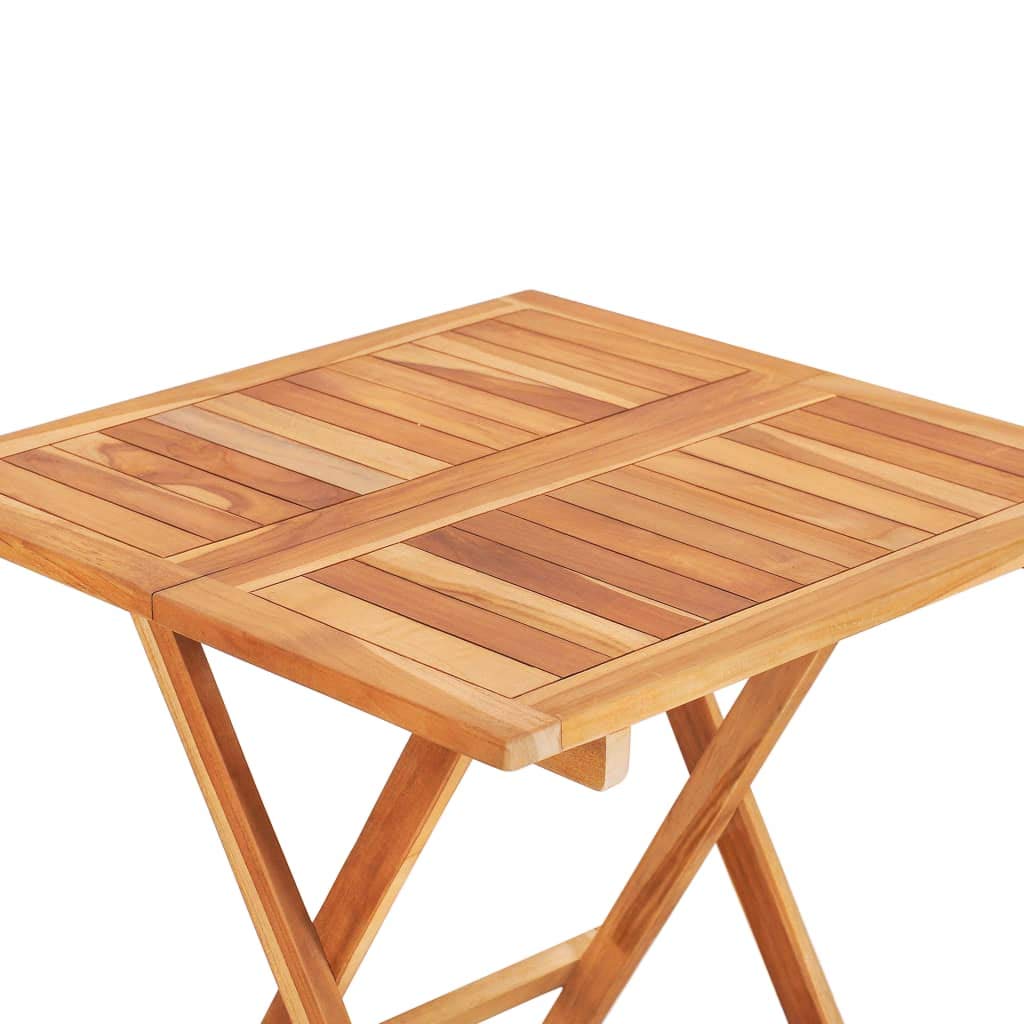 Składany stół bistro z litego drewna tekowego, 60 x 60 x 65 cm, stół ogrodowy do użytku wewnątrz i na zewnątrz, składany stół drewniany o gładkiej powierzchni