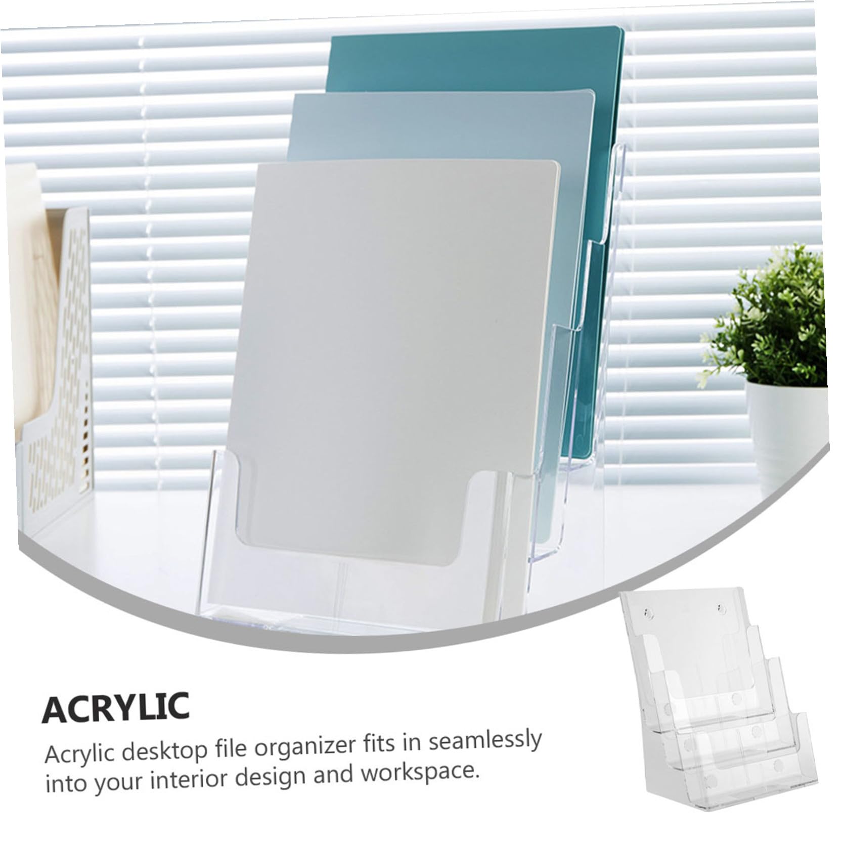 Angoily Organizzatore di Documenti da Scrivania Acrilico Trasparente a 3 Livelli, Portadocumenti e Porta Riviste per Ufficio, Supporto Compatto 245x160x320mm per File e Brochure