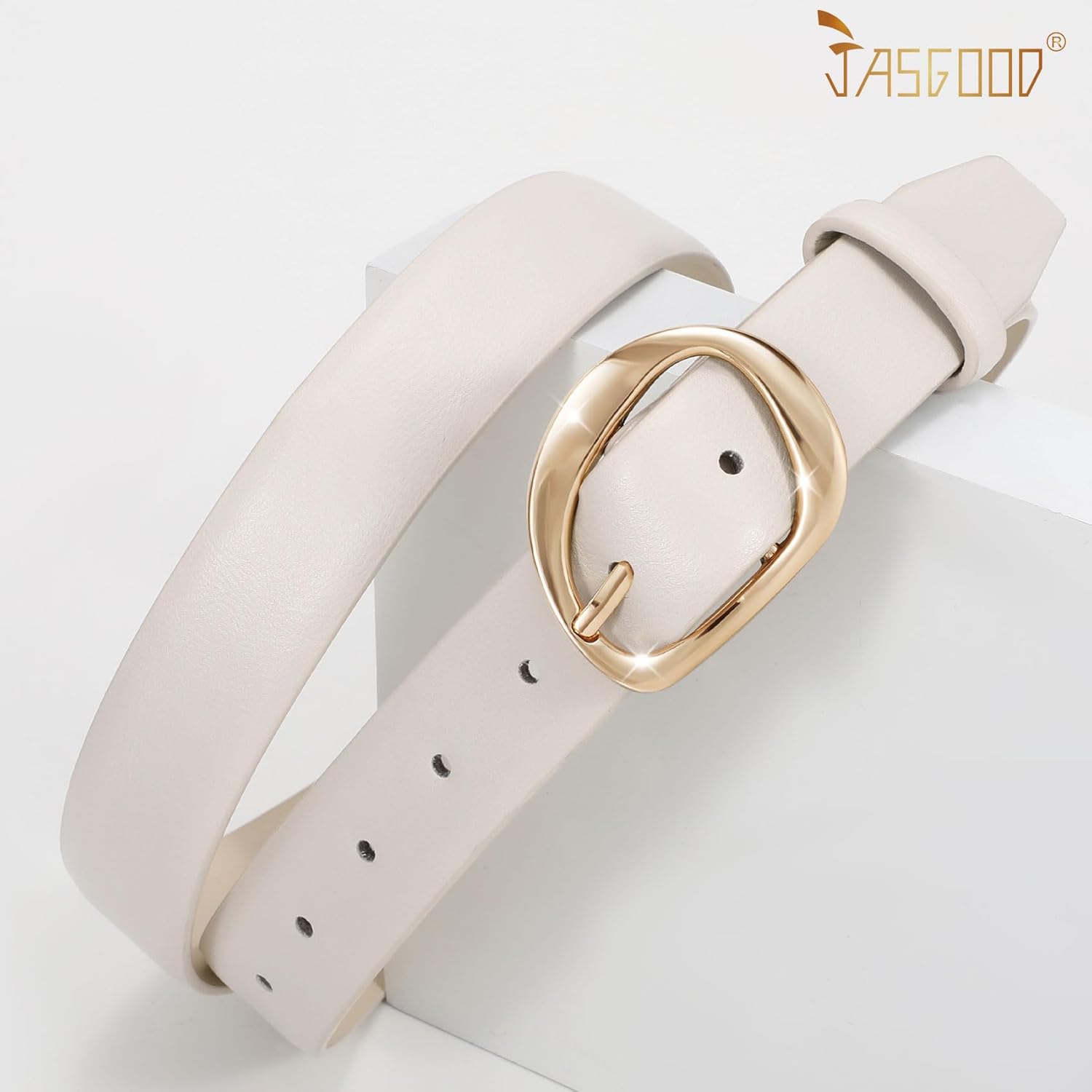 JASGOOD Leather Belts for Women Cute Casual Waist Belt with Gold Buckle Ladies for Jeans Pants Dresses - Image 3