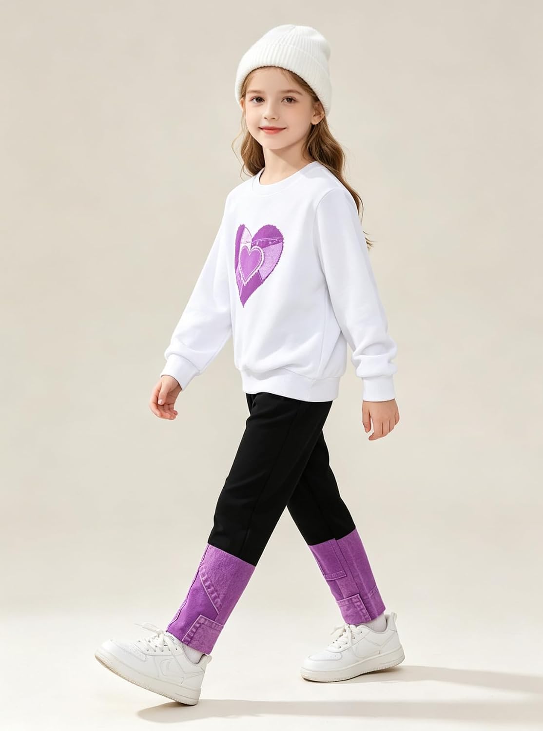 Size 6-12 Girls 2 Piece Clothes Print Top Splice Leggings Pant Outfits image 3