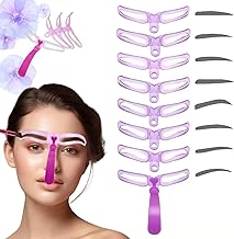 Pouple 8 Styles Eyebrow Shaping Kit - Reusable Stencil With Handle and Strap, Template for Beginners, Colours Included