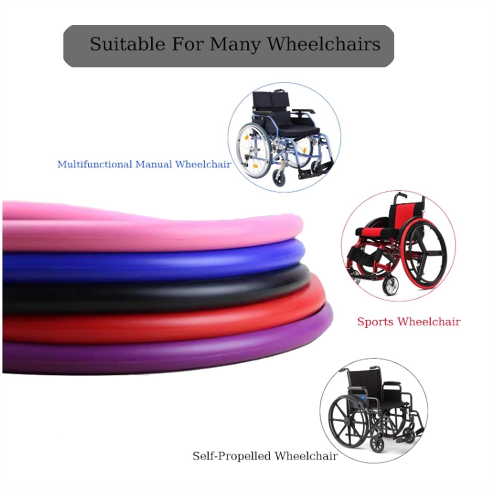 1 par de fundas para silla de ruedas, 20/22/24 pulgadas, antideslizantes, resistentes al desgaste, para empujar con las manos, cubiertas de silicona para llantas de silla de ruedas para adultos, para