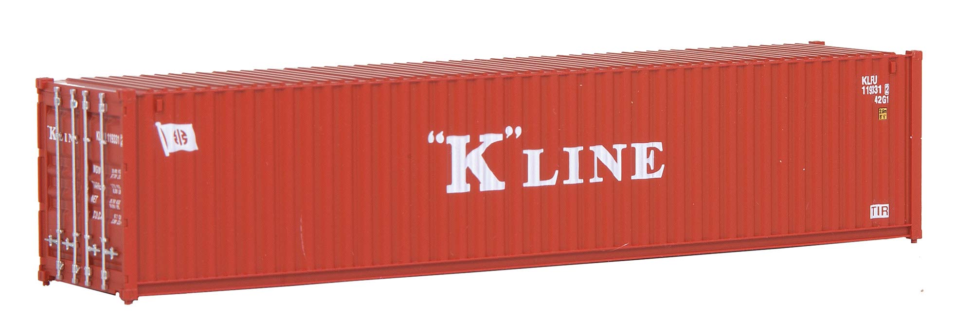HO Scale Model of K-Line (Red, White) 40' Corrugated Container,949-8153