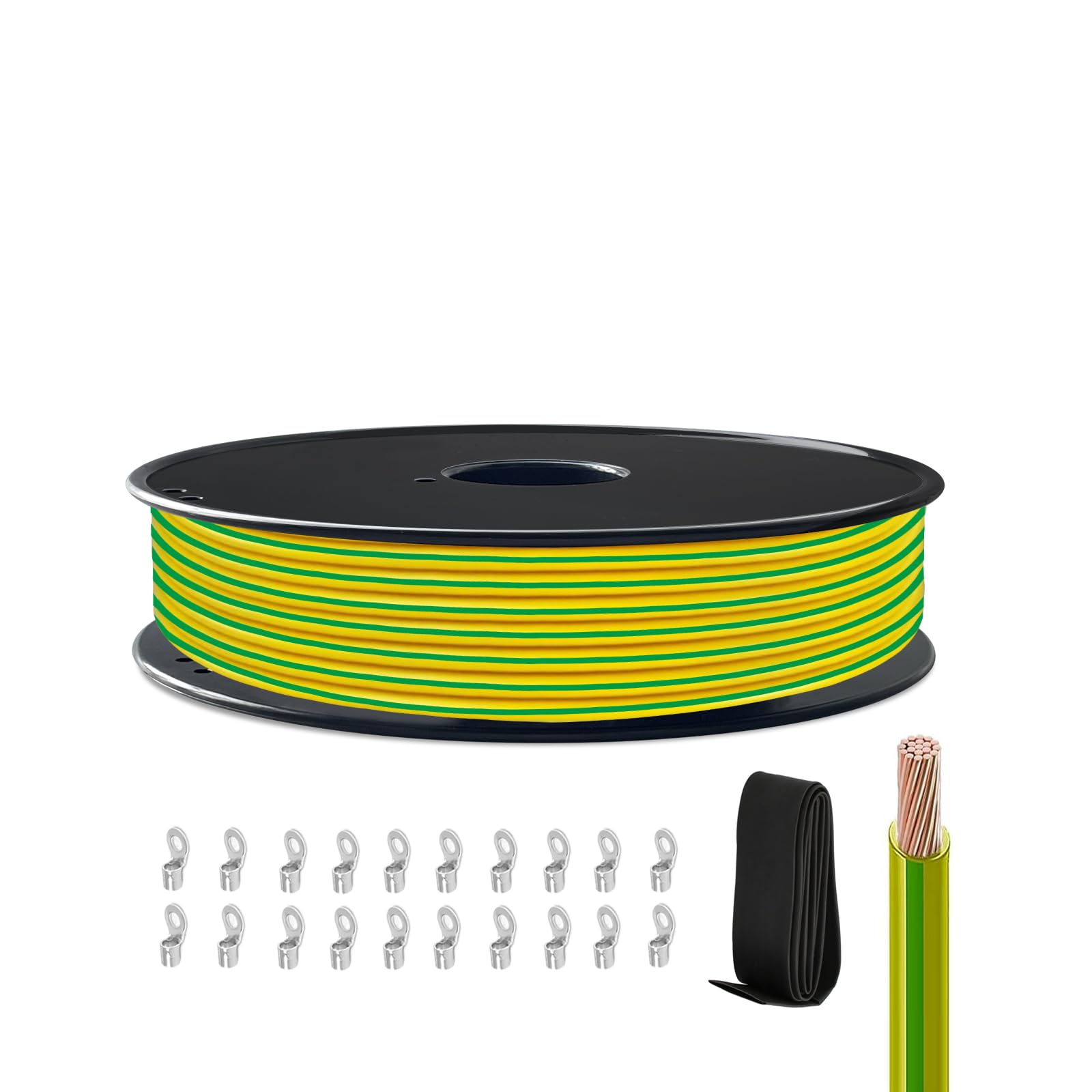 H07V-K 2,5mm² Filo Flessibile Giallo-Verde, 50m | Rame flessibile, isolamento PVC. Per quadri, officina e cablaggio interno.